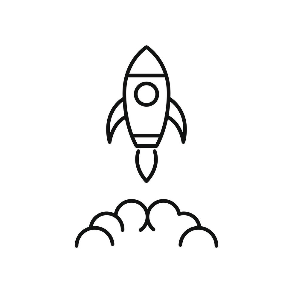 rocket space icon design outline style vector
