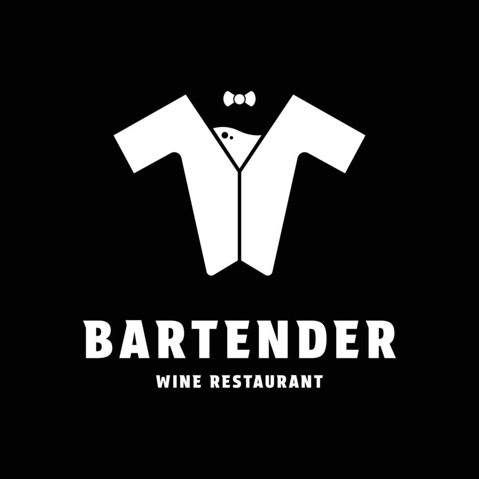Bartender gentleman logo design concept idea with wine glass vector