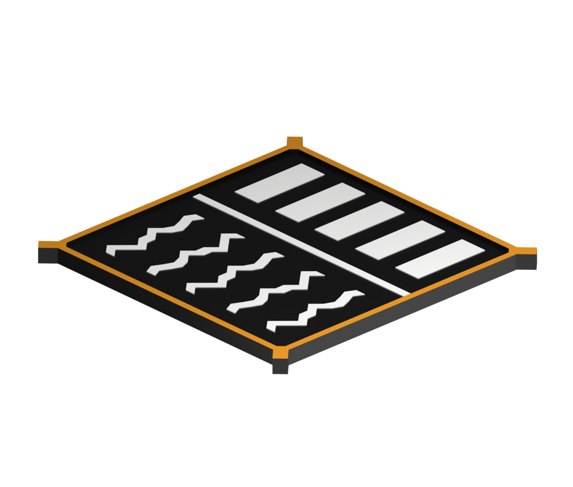 3D image of information board with black color, white content, and orange border decoration, supine position png