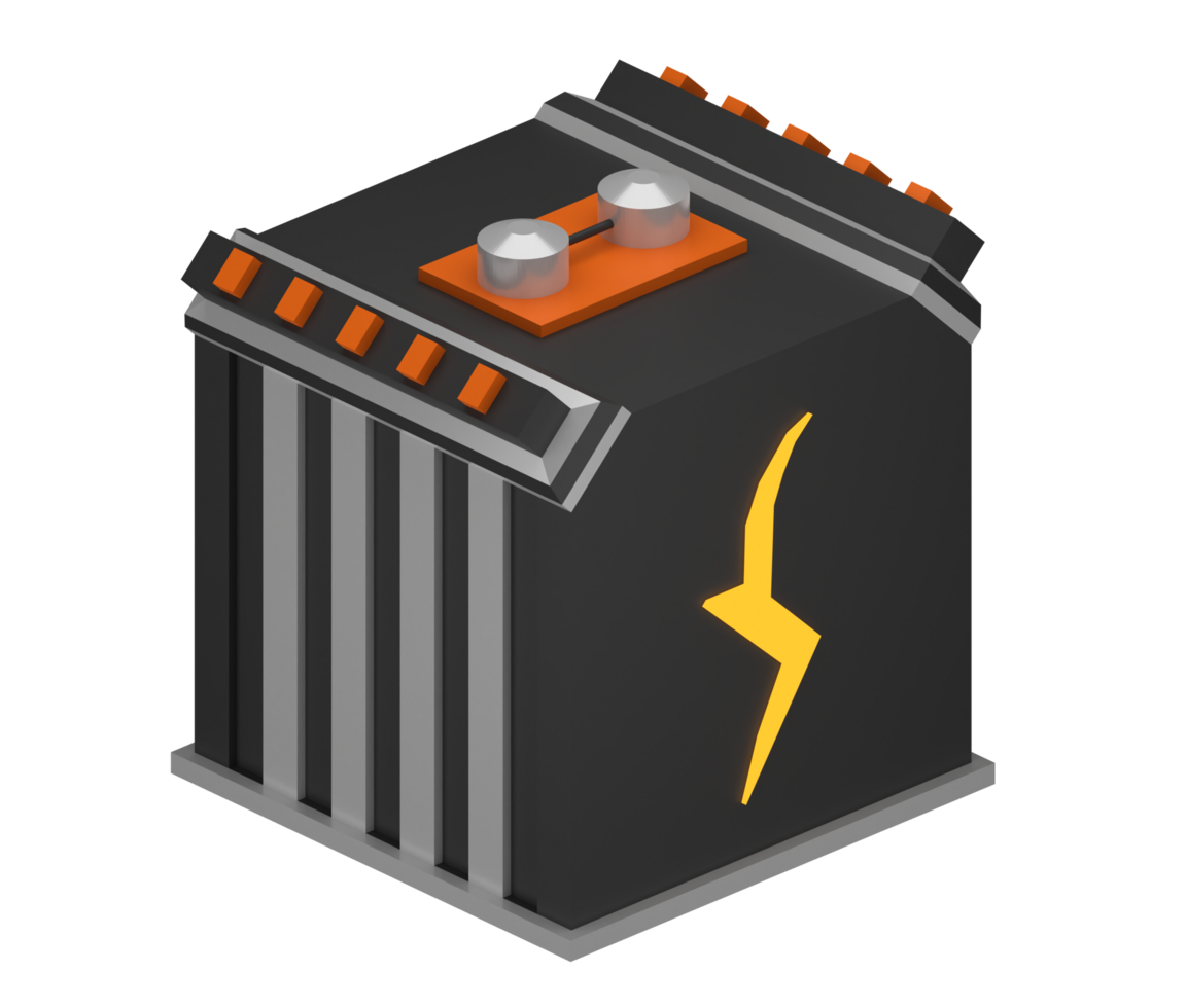 3D illustration of an electric generator or energy storage, facing sideways png