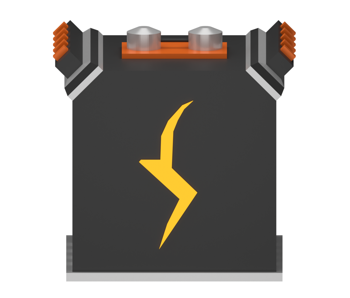 3D illustration of an electric generator or energy storage, facing forward png