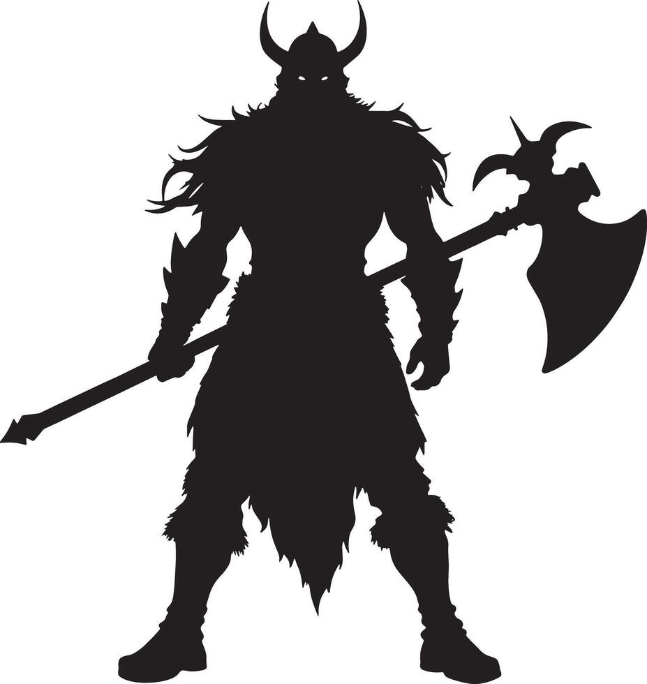 viking with a sword illustration black and white vector
