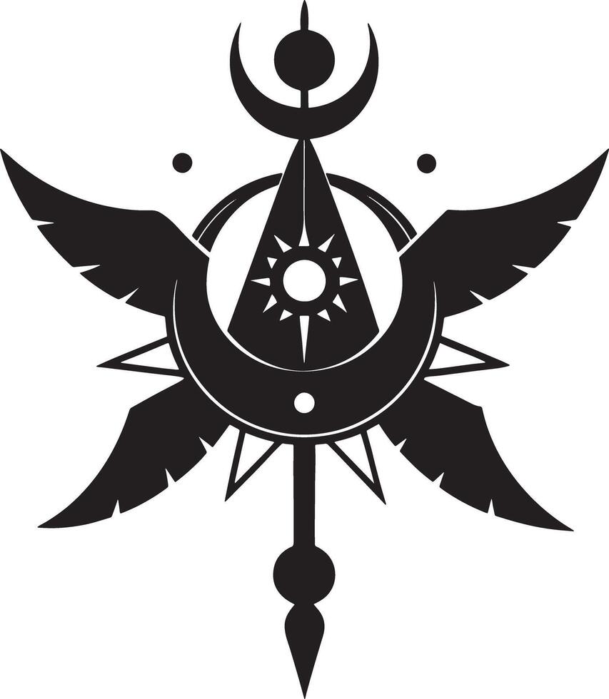 Celestial Glyph Silhouette On White Background vector