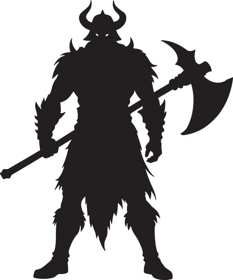 viking with a sword illustration black and white vector