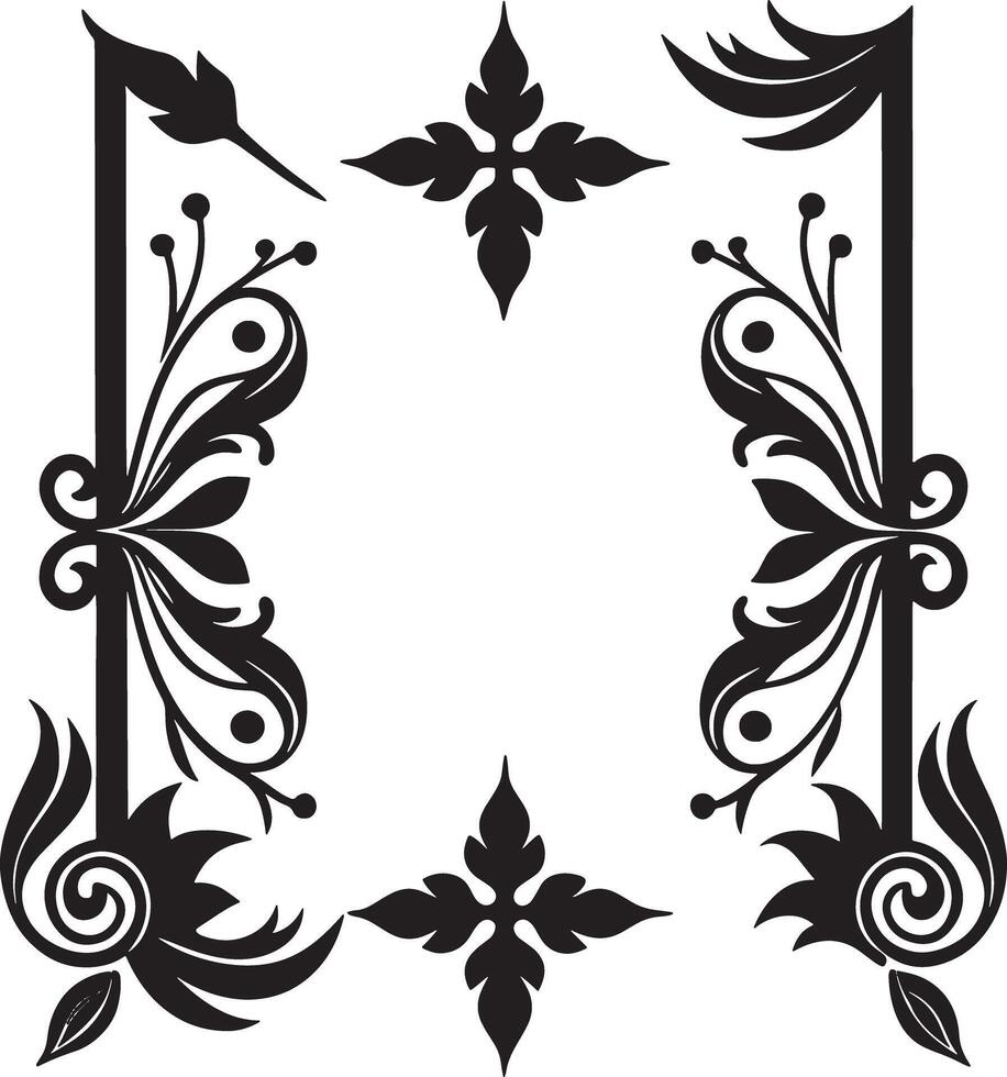 abstract floral frame illustration black and white vector