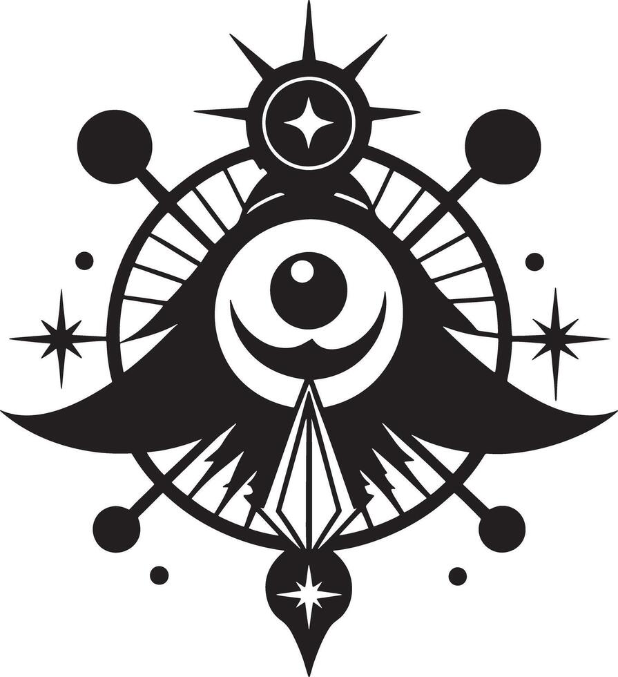 Celestial Glyph Silhouette On White Background vector