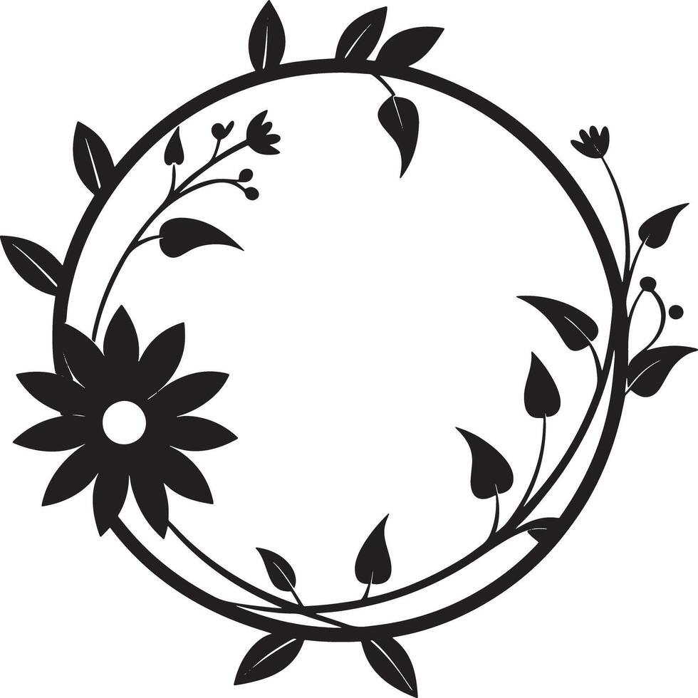 abstract circle frame flower silhouette illustration vector
