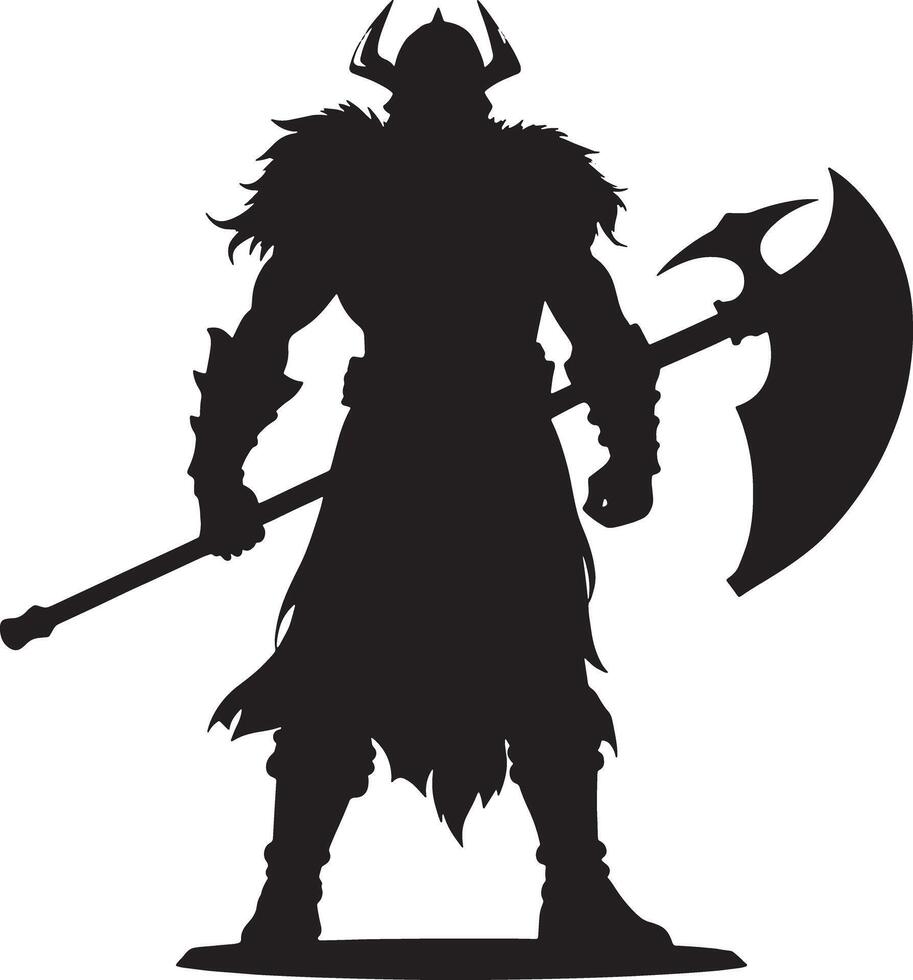 viking with a sword illustration black and white vector