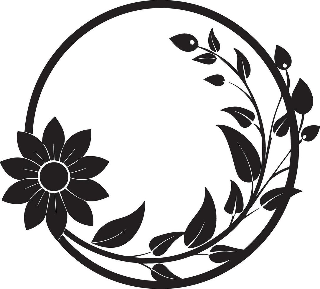 abstract circle frame flower silhouette illustration vector