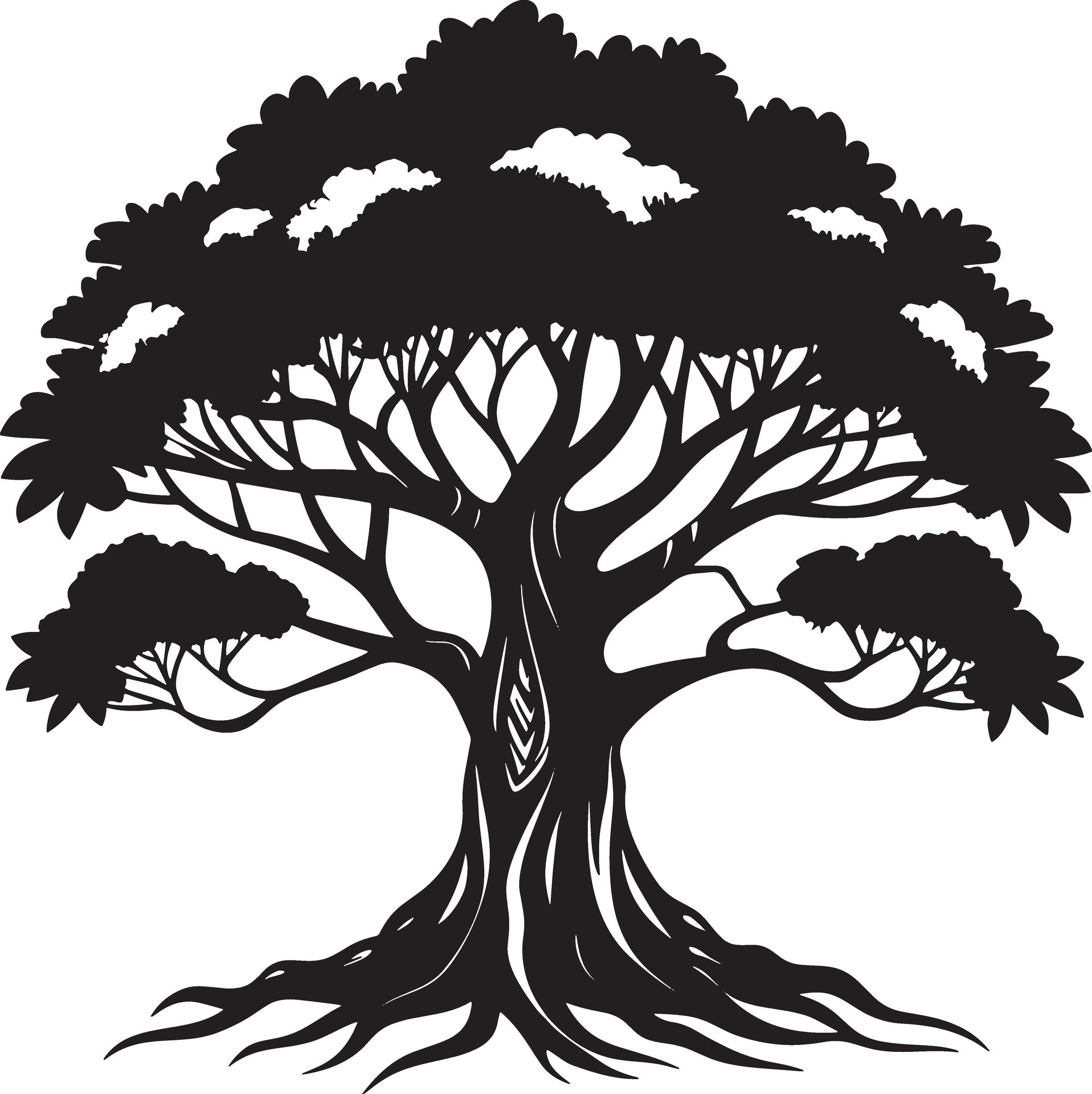 Willow tree silhouette black and white illustration 46793122 Vector Art ...