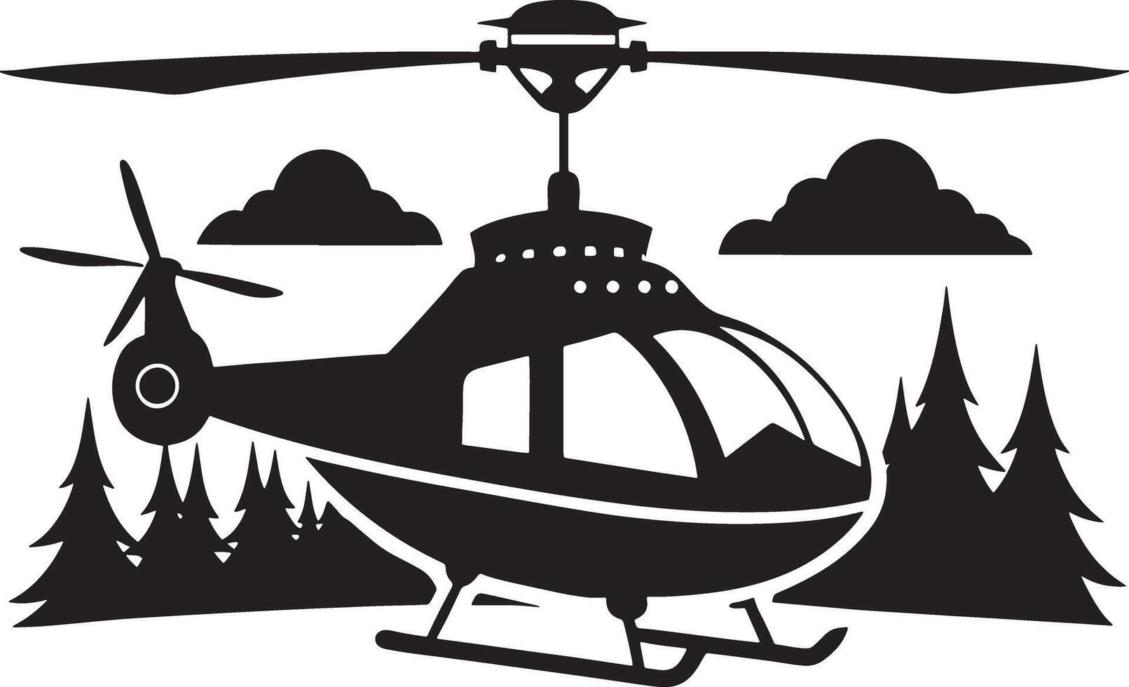 helicopter illustration black and white vector