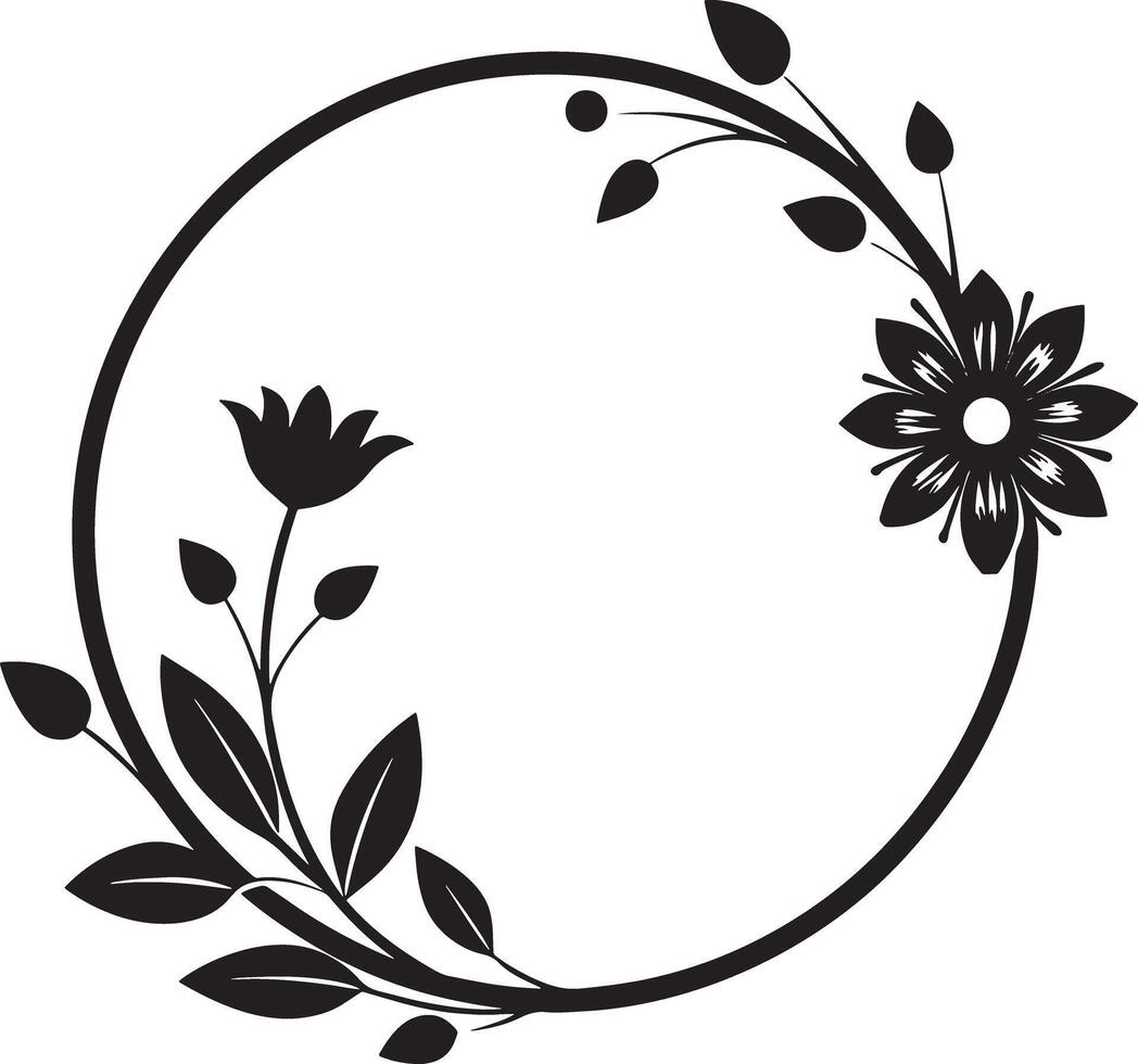 abstract circle frame flower silhouette illustration vector