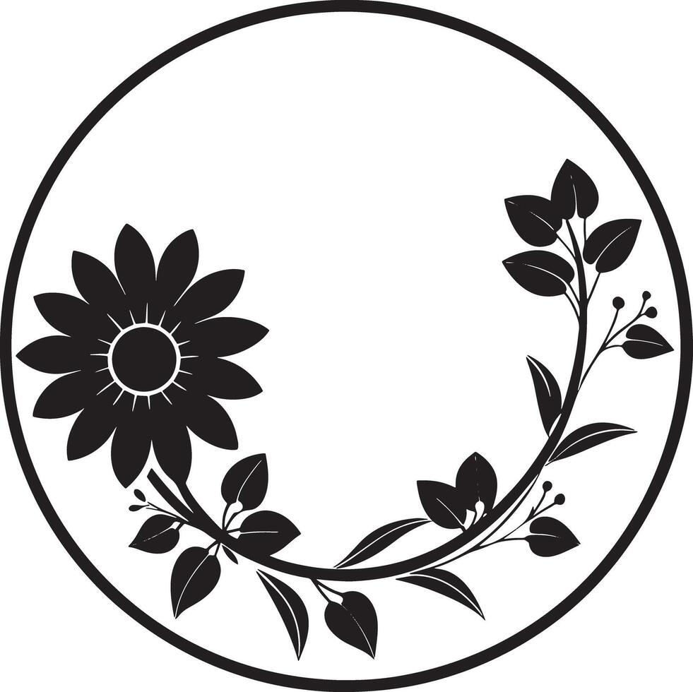 abstract circle frame flower silhouette illustration vector