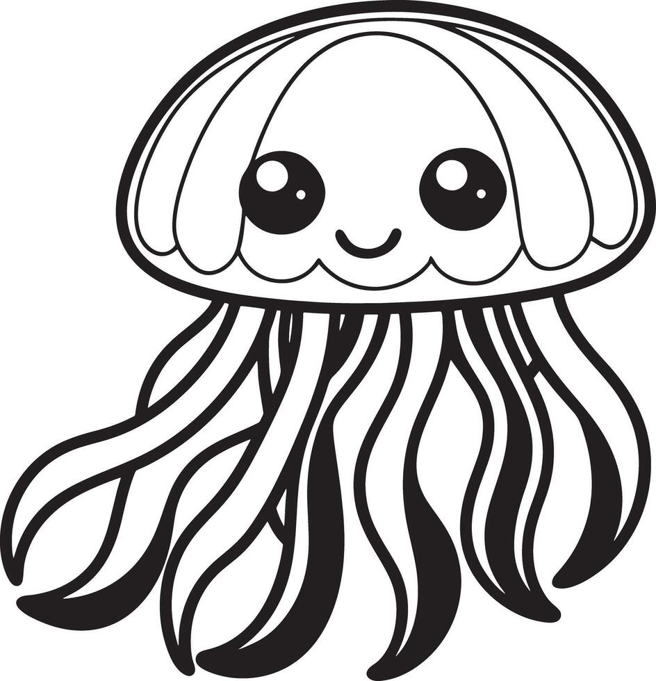 funny octopus cartoon illustration black and white vector