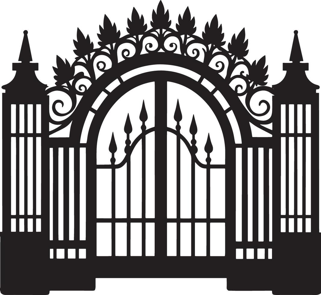 silhouette of the house gate illustration black and white vector