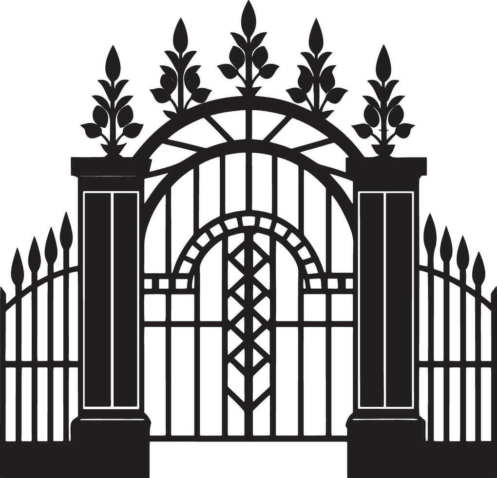silhouette of the gate illustration black and white vector