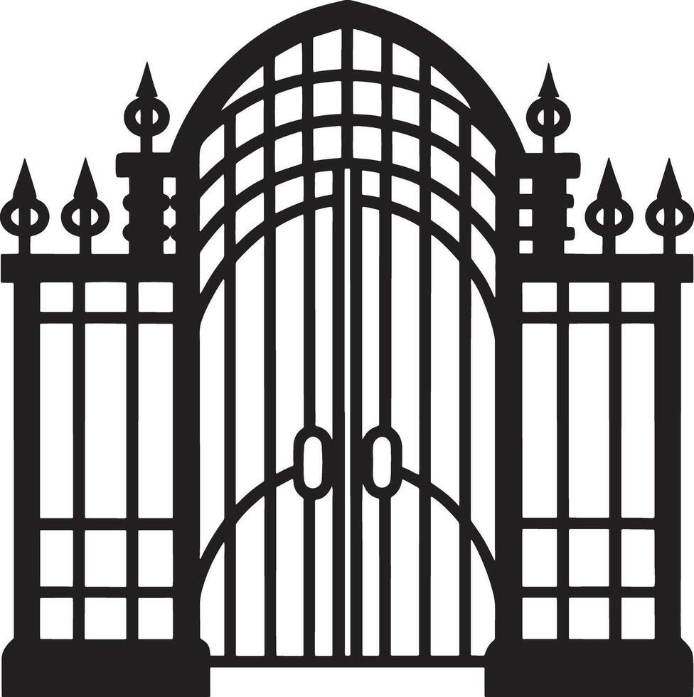 silhouette of the gate illustration black and white vector