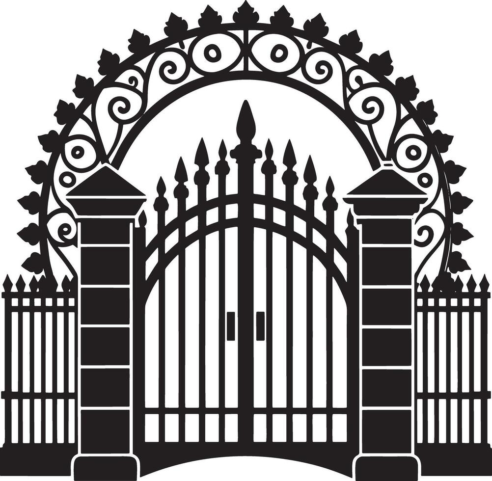 silhouette of the gate illustration black and white vector