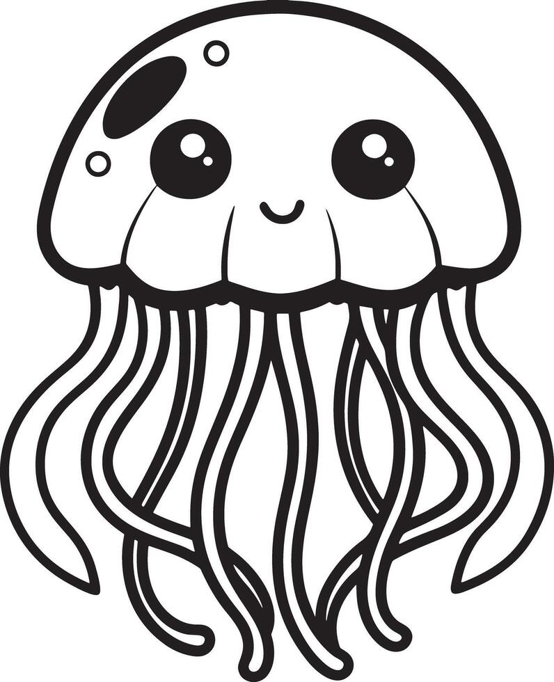cartoon octopus illustration black and white vector