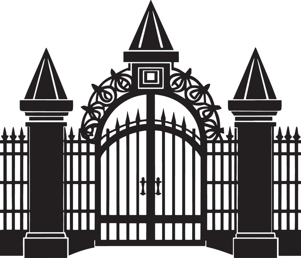 silhouette of the gate illustration black and white vector