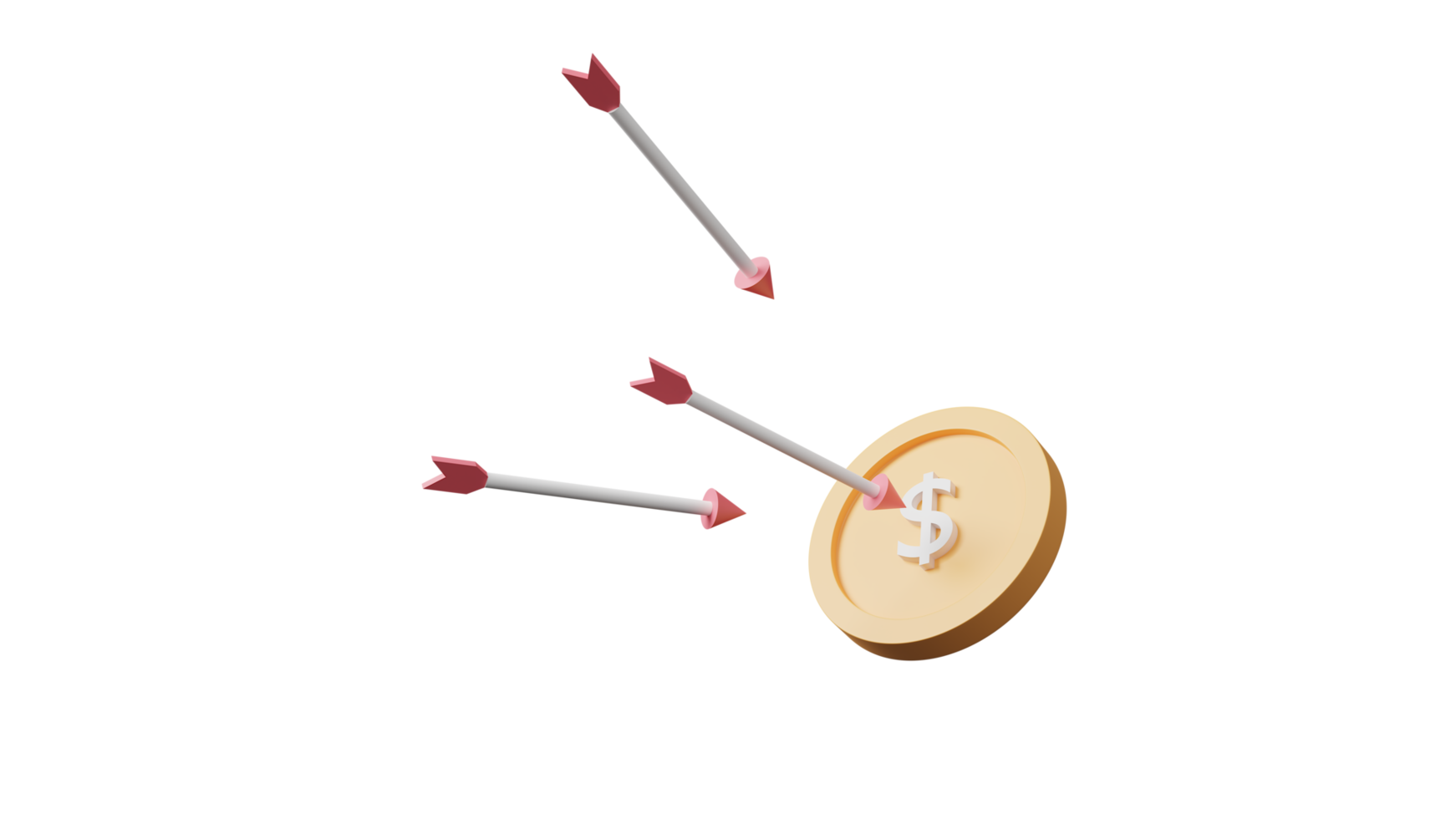 Many Arrow hit the center of target pastel. Business finance target concept.3d render success of the arrow bow to the target. Marketing concept. 3d rendering illustration. Minimal png