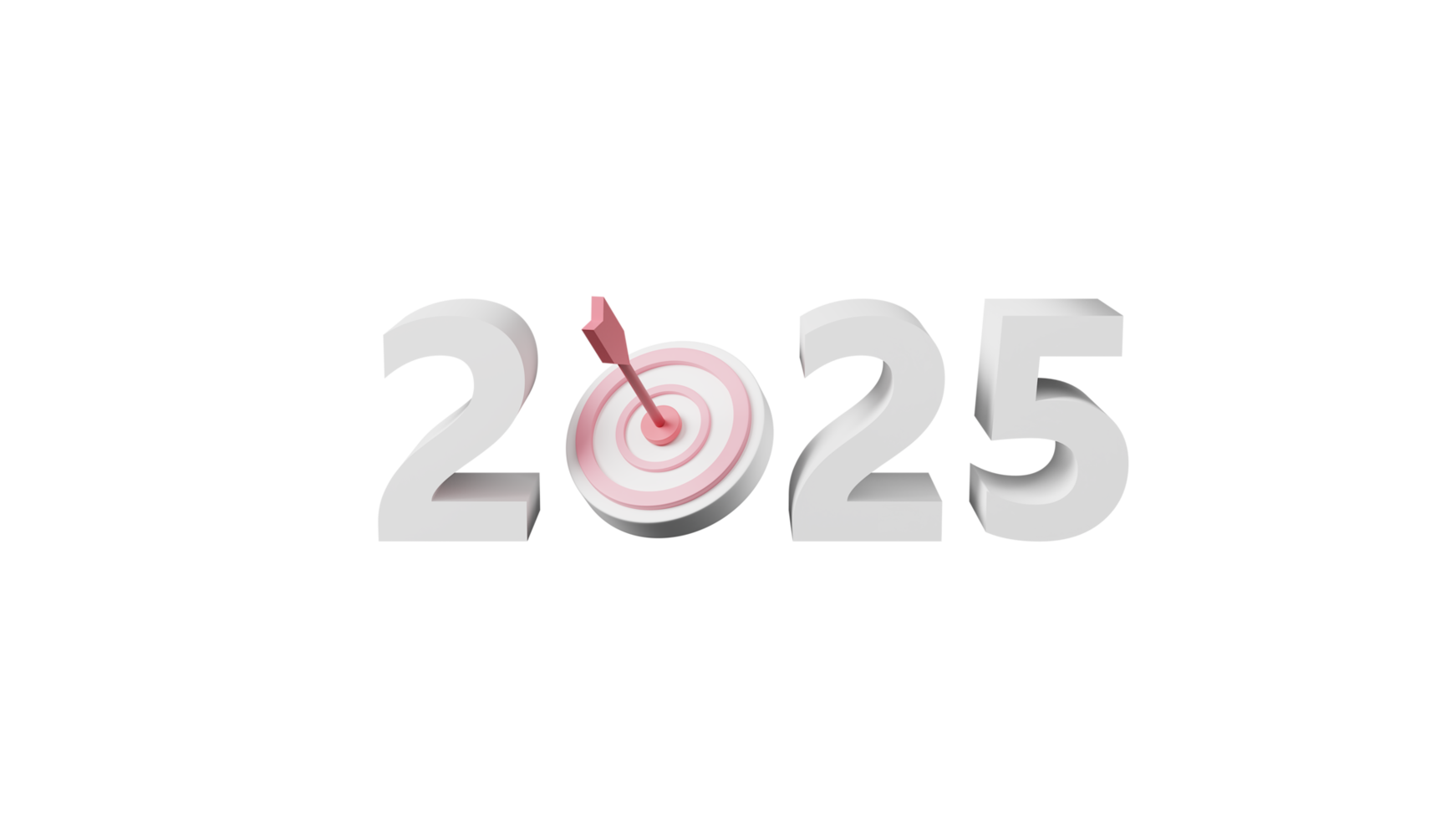 3D rendering of Business target goals in 2025 concept. Happy new year