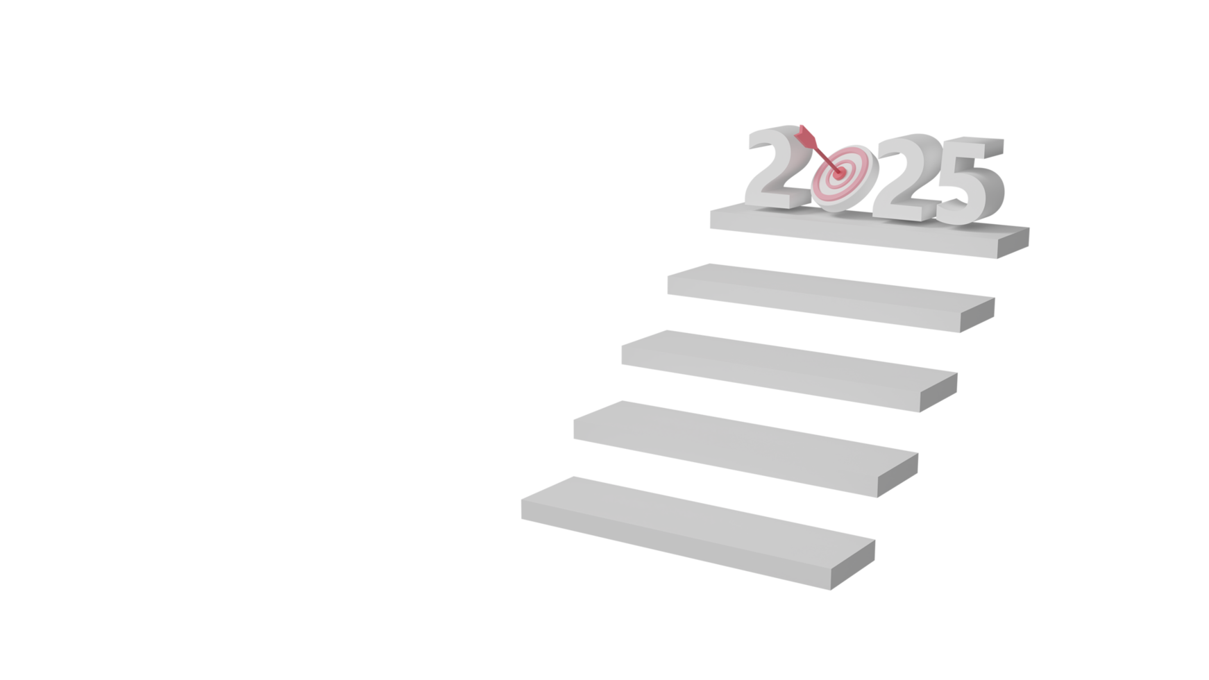 Stairway up to target Happy new year 2025 goal, exceeding business success goals png