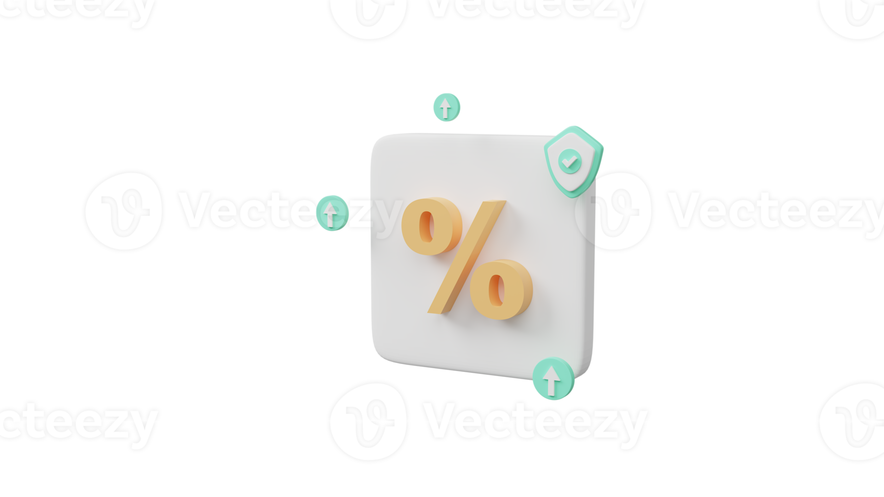 percentage icon with a growth stacks of coins. The concept of protecting the security of a service or stock market. 3d rendering illustration png