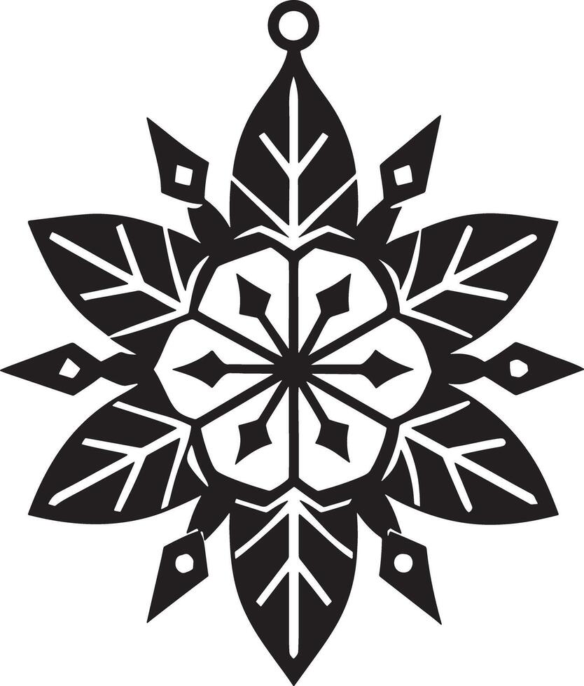 black and white Christmas snowflake illustration vector