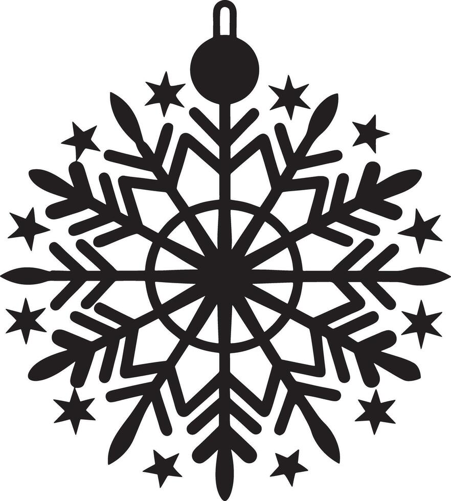 black and white Christmas snowflake illustration vector