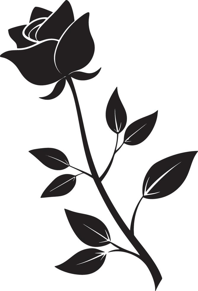 Rose silhouette illustration black and white vector