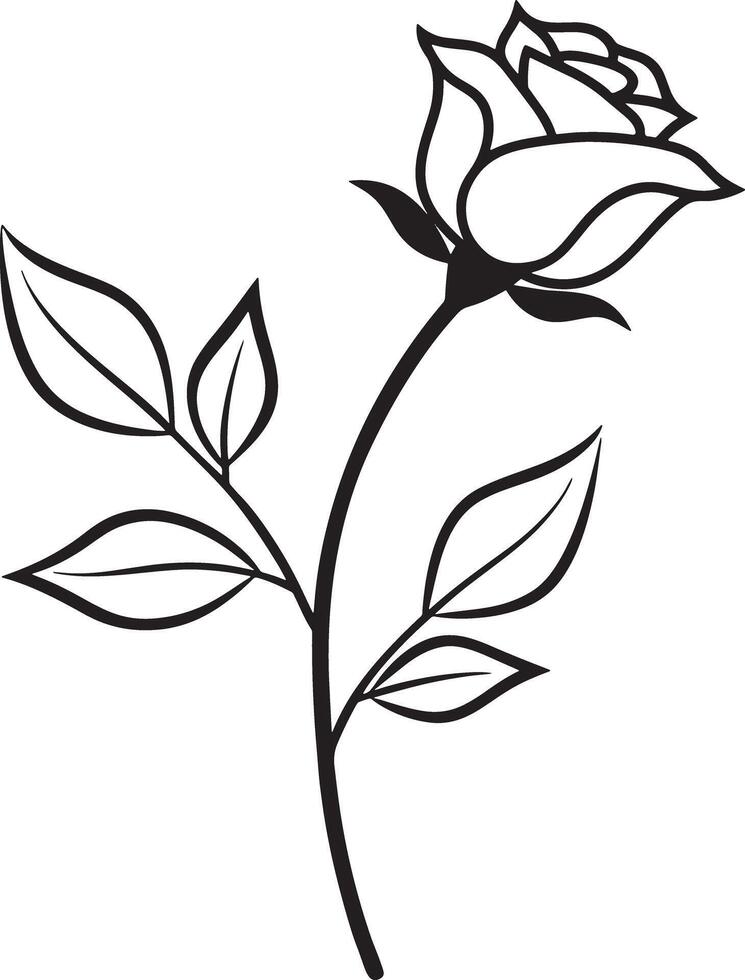 silhouette of a rose illustration black and white vector