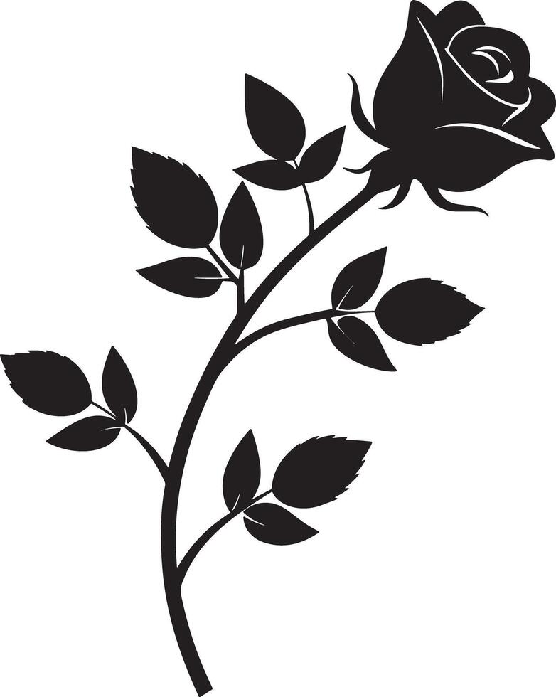 silhouette of a rose illustration black and white vector