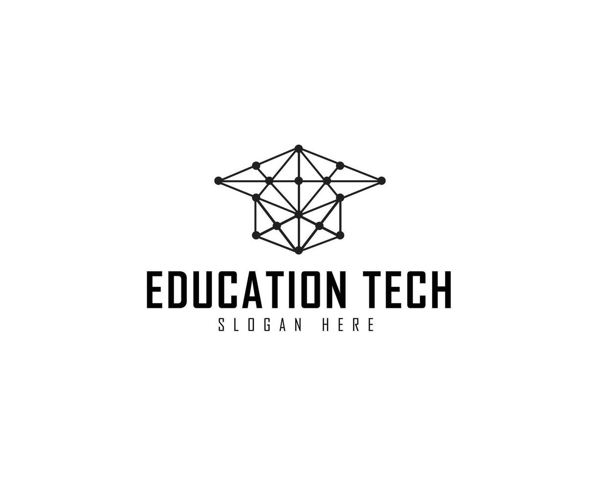 Tech Academy Artificial Intelligence Technology with Graduation Hat Cap Education School Student Logo Design Inspiration vector