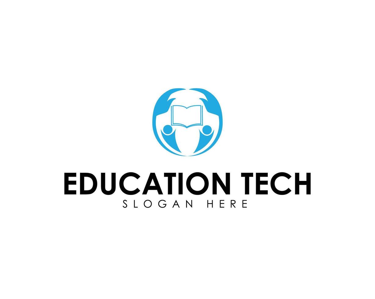 Artificial Intelligence with Book Paper Read Education School Logo Design Inspiration vector