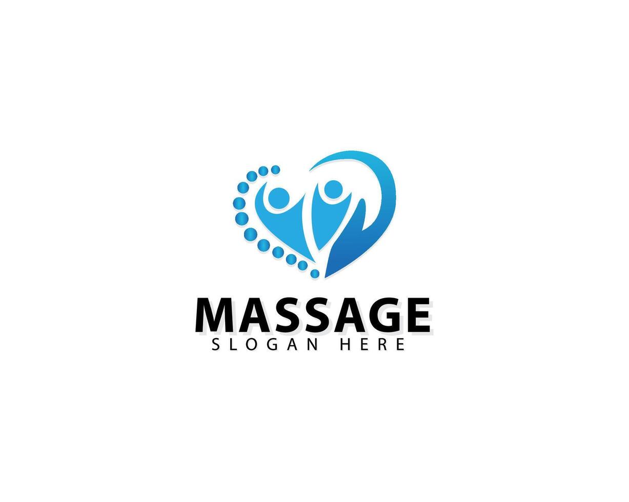 Massage Logo Design With Heart Concept. Massage, Relaxation Spa Minimal design concept. Therapy Logo Concept. vector