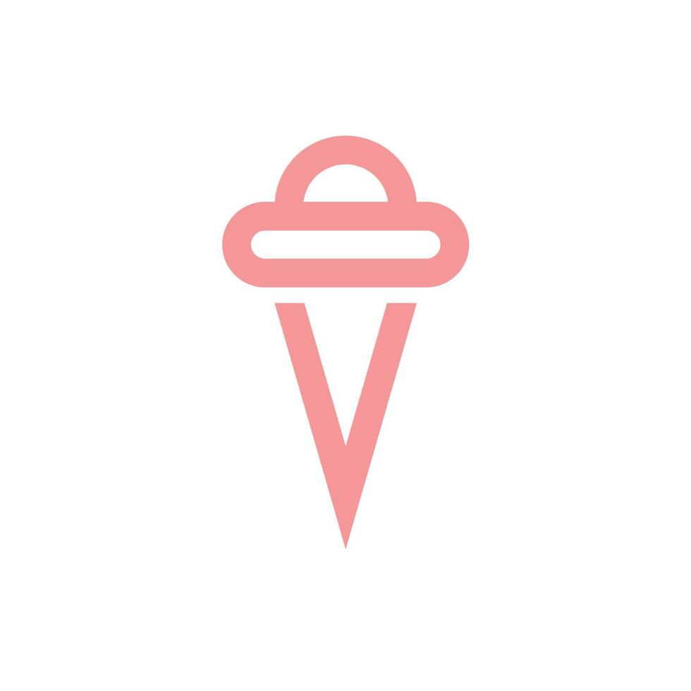 Ice Cream Cone Simple Minimalist Logo vector