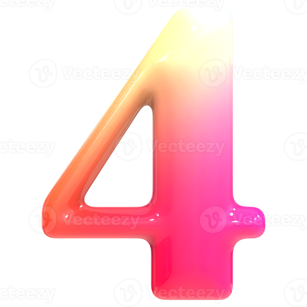 Gradient Number 4 3D Render png