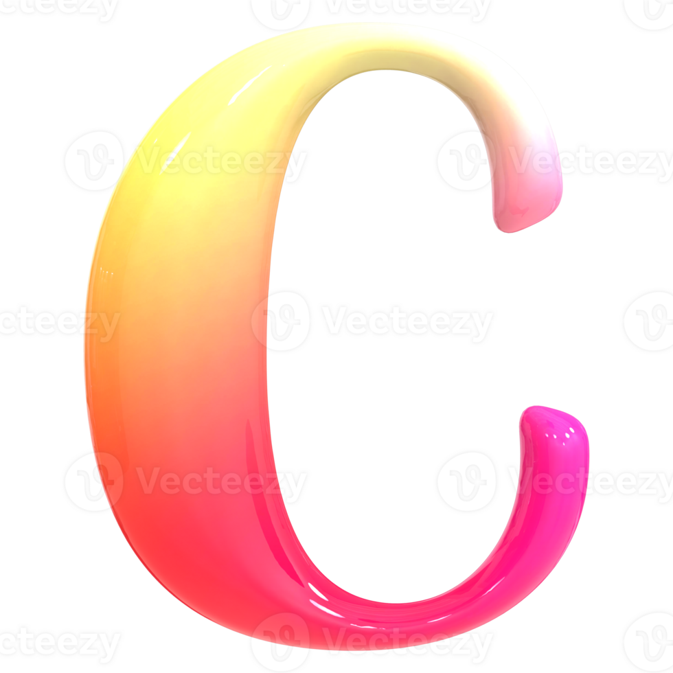 Gradient Font C 3D Render png