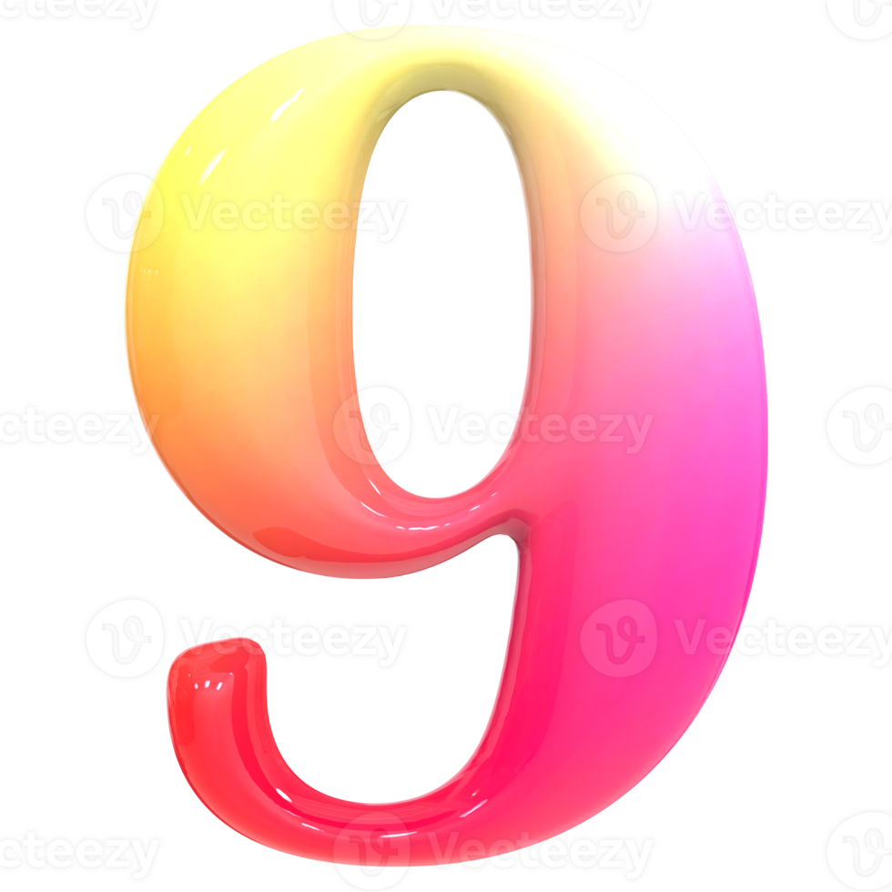 Gradient Number 9 3D Render png