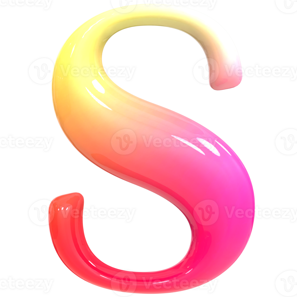 Gradient Font S 3D Render png