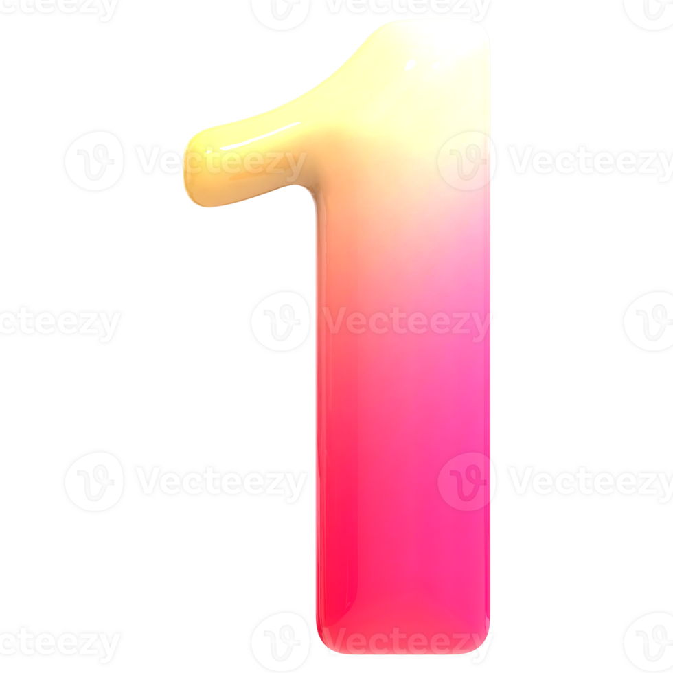Gradient Number 1 3D Render png