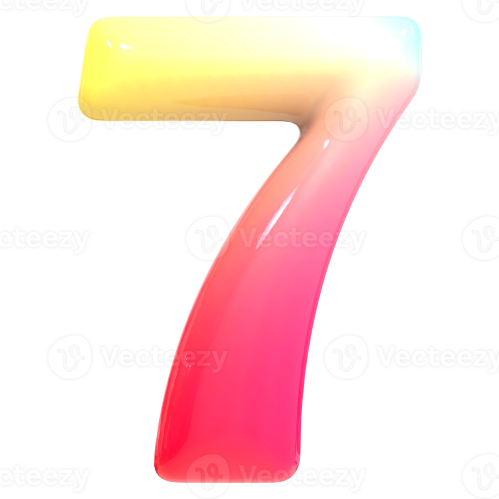 Gradient Number 7 3D Render png