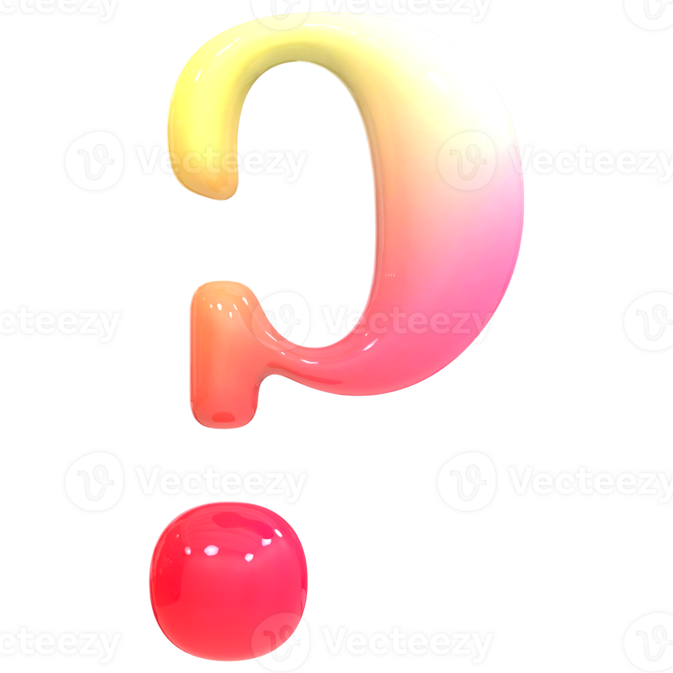 Gradient Question Mark 3D Render png