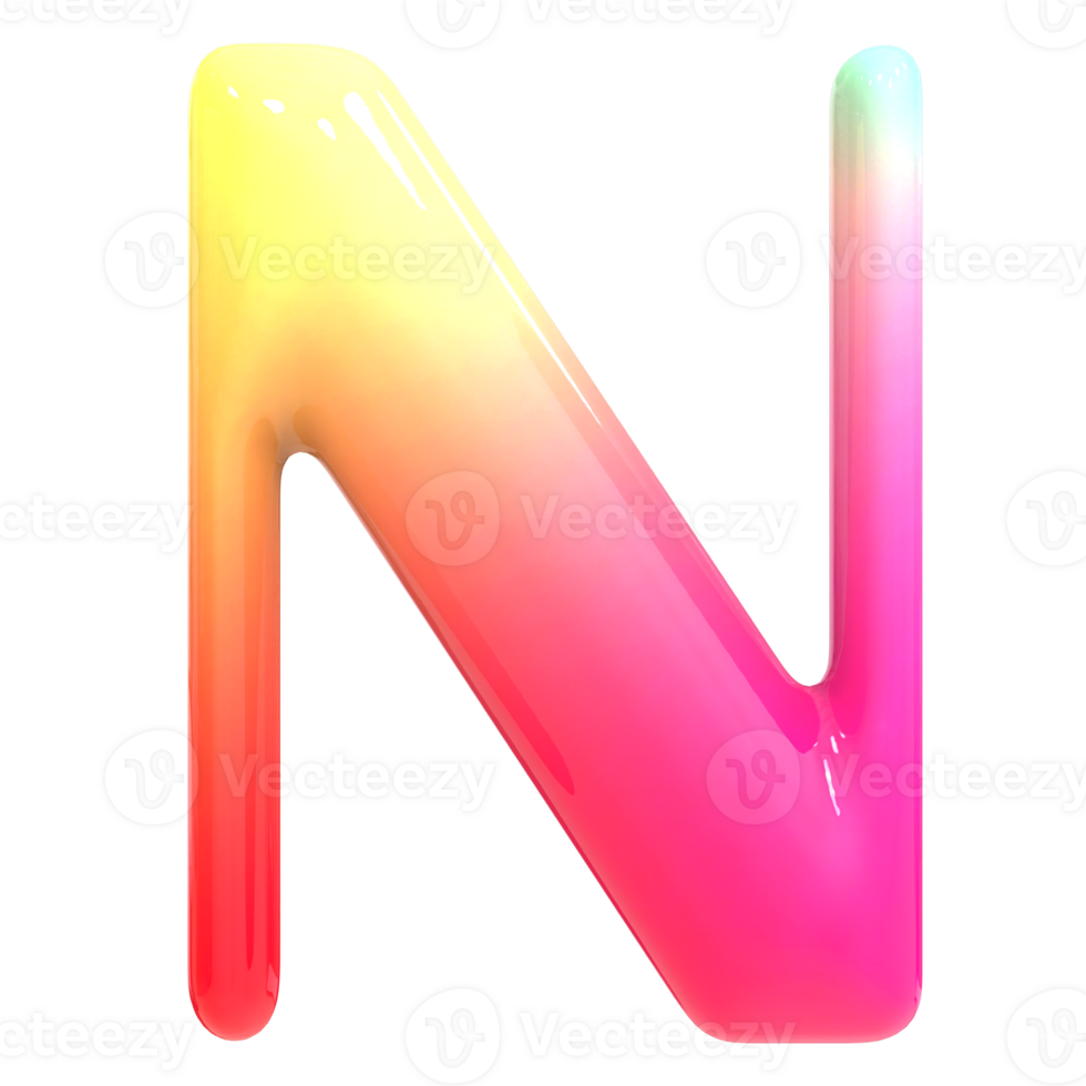 Gradient Font N 3D Render png