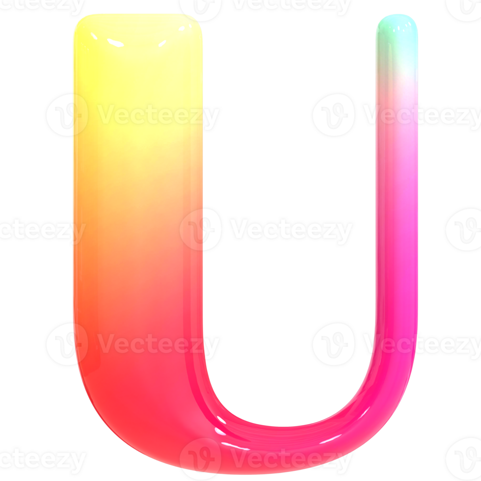 Gradient Font U 3D Render png