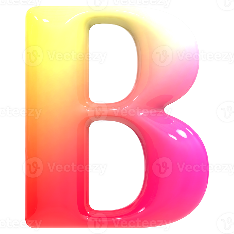 Gradient Font B 3D Render png