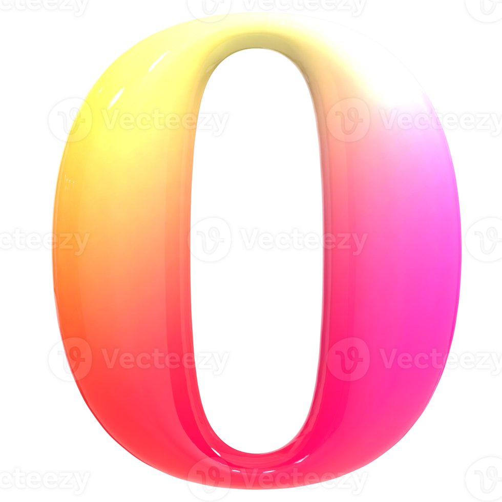 Gradient Font O 3D Render png