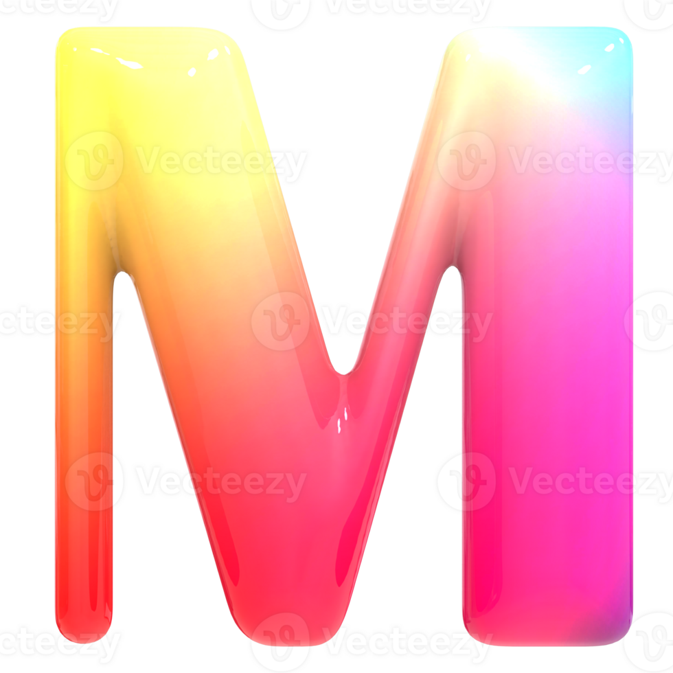 Gradient Font M 3D Render png