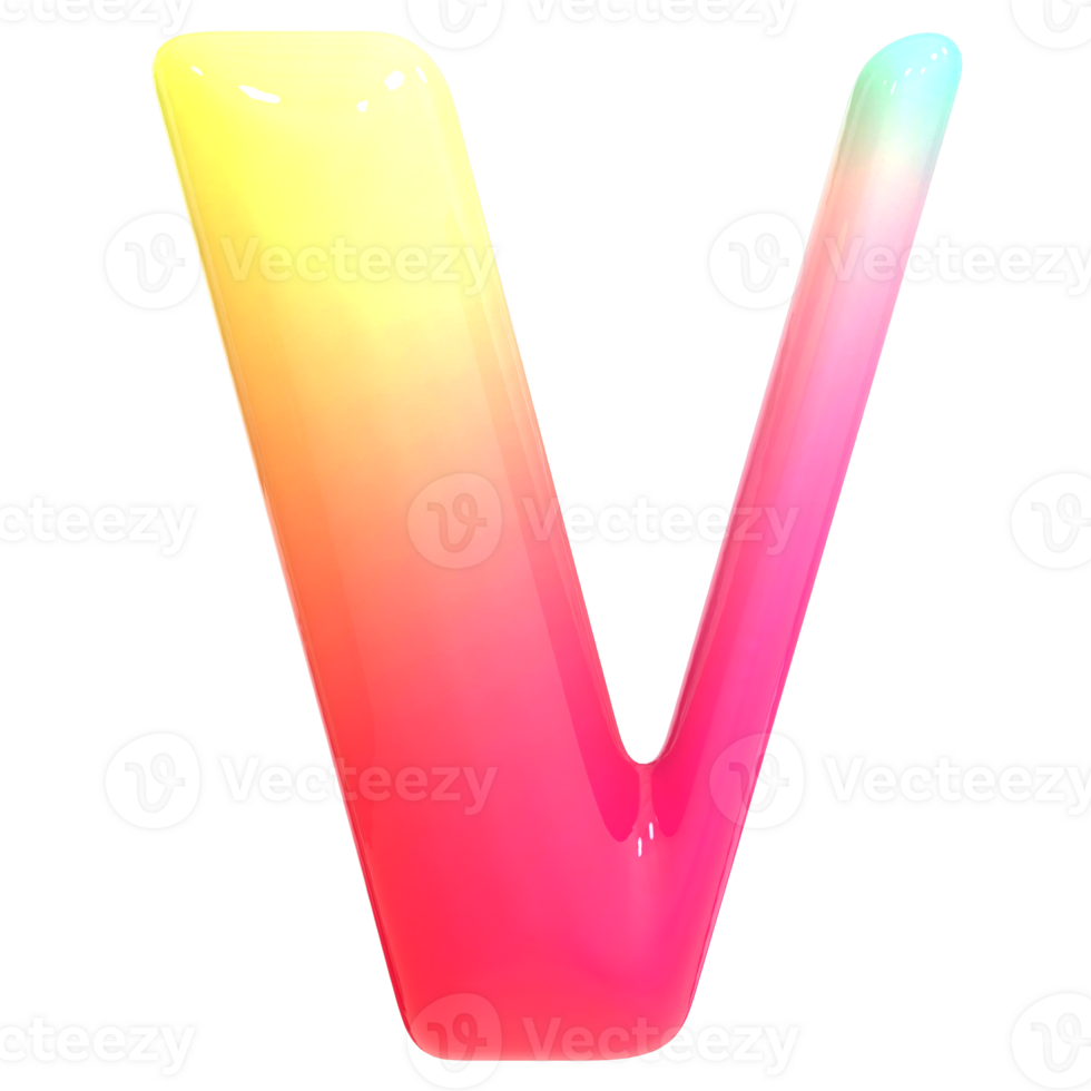 Gradient Font V 3D Render png